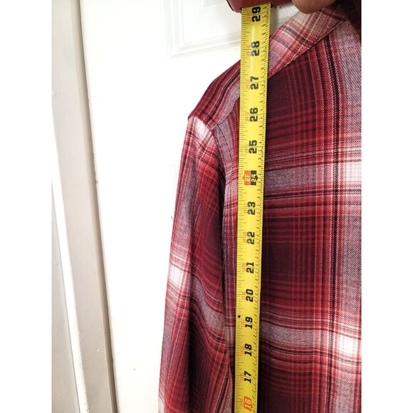 JACHS Girlfriend Red & White Plaid Button-Up Long Sleeve Shirt With pockets - Picture 7 of 12